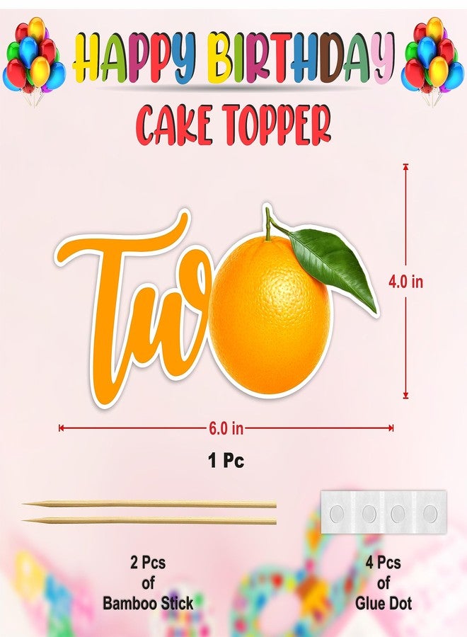 Seyal® Birthday Party Decoration - Orange Two Cake Topper - Image 2